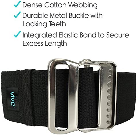 Vive Gait Belt (60 Inch) - Transfer Assist Device for Seniors, Elderly, Bariatric, Occupational and Physical Therapy - Medical Nursing Safety