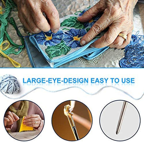 Vodiye 37 PCS Crochet Hooks Set, High Quality Coloured Aluminum Ergonomic Handle Crochet, Hook Needles for Arthritic Hands, with Stitch Markers and Large-Eye Blunt Needles