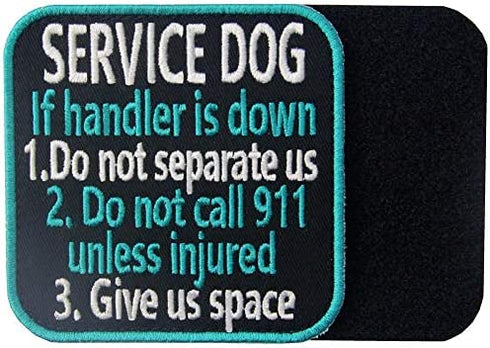 Service Dog If Handler is Down Vests/Harnesses Emblem Embroidered Fastener Hook & Loop Patch