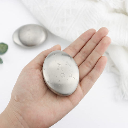 LEEFONE 2 PCS Stainless Steel Soap, Magic Metal Odor Remover Bar Eliminating Smells Like Fish Onion Garlic Scents from Hands and Skin, Suitable for Kitchen