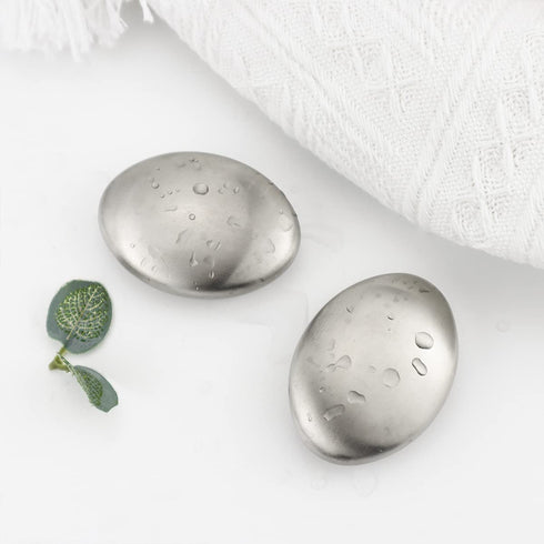 LEEFONE 2 PCS Stainless Steel Soap, Magic Metal Odor Remover Bar Eliminating Smells Like Fish Onion Garlic Scents from Hands and Skin, Suitable for Kitchen