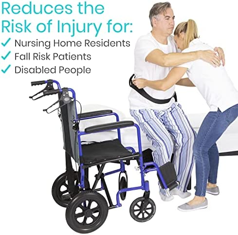 Vive Transfer Belt with Handles - Medical Nursing Safety Gait Patient Assist - Bariatric, Pediatric, Elderly, Handicap, Occupational & Physical Therapy - PT Gate Strap Quick Release Metal Buckle