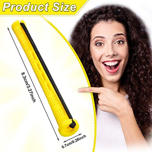 60 Pieces Long Perm Rods Plastic Hair Perm Rods Cold Wave Rods Hair Curling Roller Hair Styling Hairdressing Tools (Yellow,0.28 Inch)