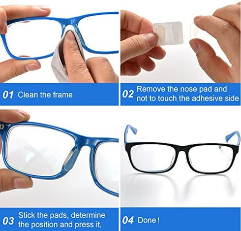 TOODOO 10 Pairs Nose Pads Adhesive Non-Slip Eyeglass Pads Silicone Glass Pads for Eyeglass Spectacles, Drop Shape (0.07 inch, Transparent)