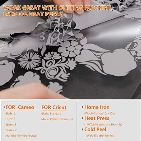 HTVRONT Reflective Heat Transfer Vinyl HTV Roll: 12"x10' Silver Iron On Vinyl Roll for T-Shirt (Light Grey)