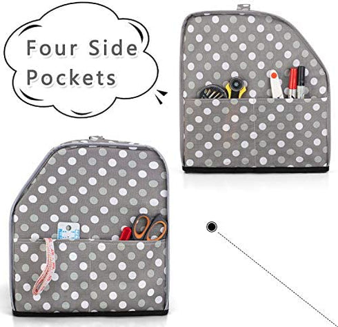Luxja Serger Machine Cover with Storage Pockets, Serger Cover for Most Standard Sergers, Overlock Machine Cover (Compatible with Singer and Brother Serger Machine), Gray Dots