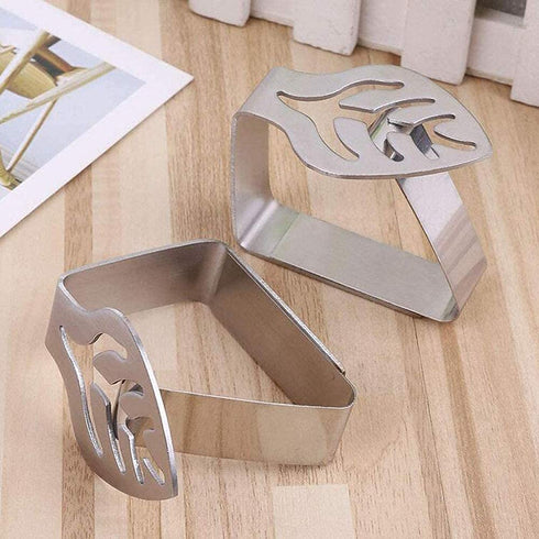 MIAO JIN 8 Pcs Stainless Steel Tablecloth Clips Leaf Shape Adjustable Cloth Clip Tablecloth Clamp Holder Table Cover Clamps for Home Wedding Party Picnic