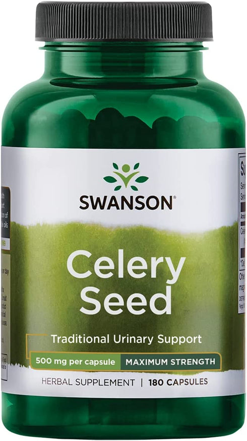 Swanson Celery Seed Extract (Cellery) Urinary Health Antioxidant Support Phytochemicals Volatile Oils Supplement Maximum Strength 500 mg 180 Capsules