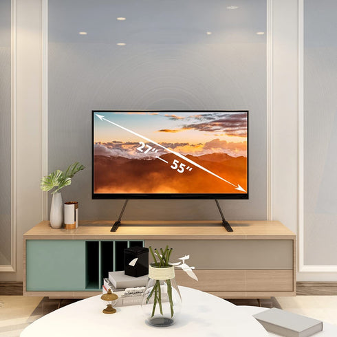 Hemudu Universal Table Top TV Stand Base VESA Pedestal Mount TV Legs for 27 inch to 55 inch LCD LED Plasma Flat Screen TVs with Cable Management and Height Adjustment tv Legs,Holds up to 125lbs