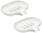 SUBEKYU Silicone Soap Dish for Bathroom,Bar Soap Holder for Shower with Draining Tray, Waterfall Soap Tray for Kitchen Sink, Set of 2 (2 White)