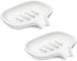 SUBEKYU Silicone Soap Dish for Bathroom,Bar Soap Holder for Shower with Draining Tray, Waterfall Soap Tray for Kitchen Sink, Set of 2 (2 White)
