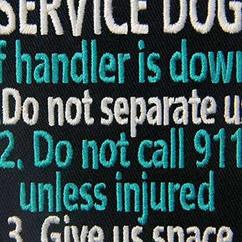 Service Dog If Handler is Down Vests/Harnesses Emblem Embroidered Fastener Hook & Loop Patch