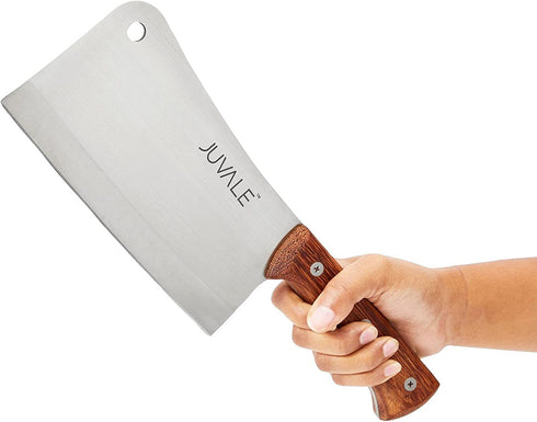 Meat Cleaver, Heavy Duty Butcher Bone Knife with Solid Wood Handle (Stainless Steel, 8 inch)