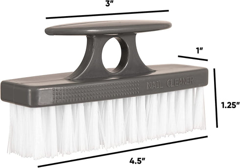 Superio Nail Brush Set (3 Pack) Cleaner with Handle - Durable Brush Scrubber to Clean Toes, Fingernails, Hand Scrubber All Surface Cleaning, Heavy Duty Scrub Brush Stiff Bristles, Easy to Hold (Grey)