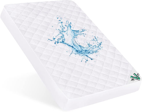 Pack N Play Playard Mattress Pad Cover for Pack and Play Mattress, Premium Bamboo Terry Surface, Smooth & Soft Mattress Covers for Mini / Portable Crib Mattress, White