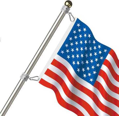 BonyTek 2 Pack Aluminum Alloy Flag Pole Rings, 360 Degree Rotating Flagpole Flag Mounting Rings Spinning Flag Pole Kit with Carabiner for 0.75-1.00 Inch Diameter Flagpole (Φ 1 inch, Silver)