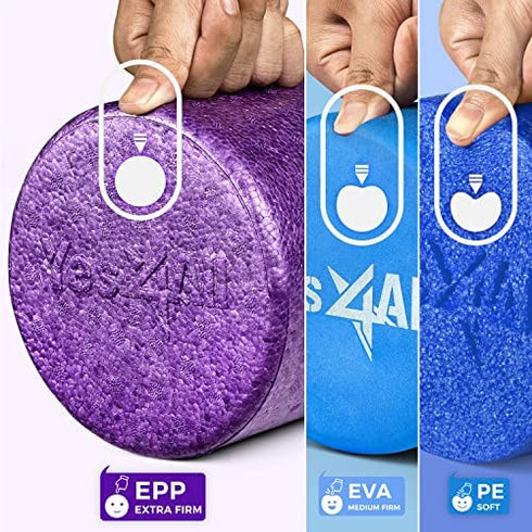 Yes4All EPP Exercise Foam Roller – Extra Firm High Density Foam Roller – Best for Flexibility and Rehab Exercises (12 inch, Purple)