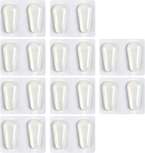TOODOO 10 Pairs Nose Pads Adhesive Non-Slip Eyeglass Pads Silicone Glass Pads for Eyeglass Spectacles, Drop Shape (0.07 inch, Transparent)