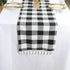 Partisout Buffalo Check Table Runner Checked Table Runner with Tassel Bluffalo Plaid Table Runners Washable Cotton Linen Table Cover Gingham Table Runners (14x108 inch, Black and White)