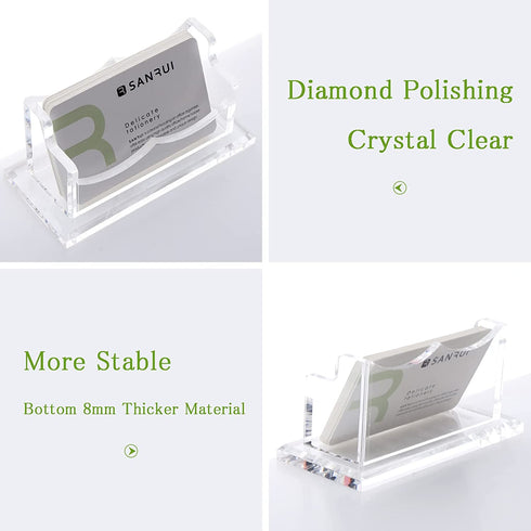 SANRUI Acrylic Business Card Holder for Desk,Clear Business Card Stand,Business Card Display Holder Fits 2" x 3.5" Business Cards