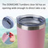 DOMICARE 20oz Stainless Steel Tumbler with Lid, Double Wall Vacuum Insulated Travel Mug, Powder Coated Coffee Cup,Pink, 1 Pack
