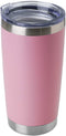 DOMICARE 20oz Stainless Steel Tumbler with Lid, Double Wall Vacuum Insulated Travel Mug, Powder Coated Coffee Cup,Pink, 1 Pack