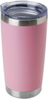 DOMICARE 20oz Stainless Steel Tumbler with Lid, Double Wall Vacuum Insulated Travel Mug, Powder Coated Coffee Cup,Pink, 1 Pack