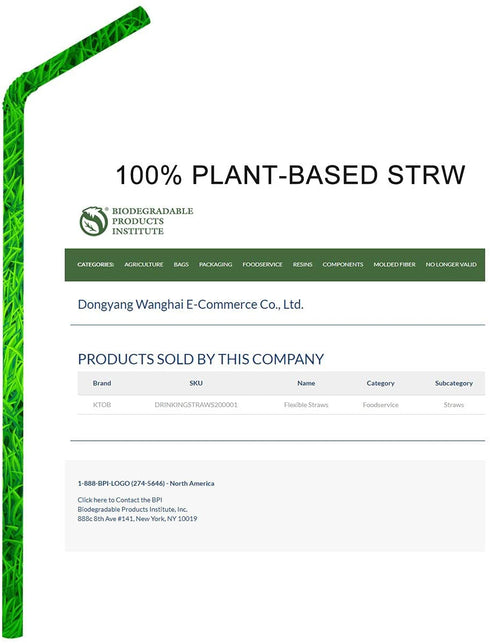 200 Count 100% Plant-Based Compostable Straws - Plasticless Biodegradable Flexible Drinking Straws - A Fantastic Eco Friendly Alternative to Plastic Straws