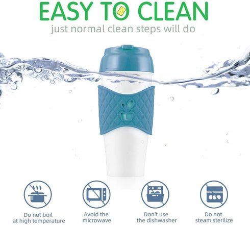 Tumbler丨 Travel Coffee mugs Fast Flow BPA Free Non-Toxic Water bottle with Leak Proof Flip Top Lid Silicone Sleeve and Wide Mouth To Go Coffee Cup Blue 11Oz