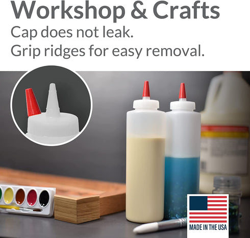 Pinnacle Mercantile Plastic Squeeze Condiment Bottles with Red Tip Cap 16-Ounce Set of 6 Wide Mouth