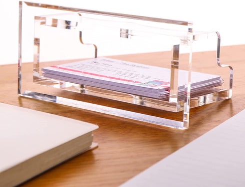 SANRUI Acrylic Business Card Holder for Desk,Clear Business Card Stand,Business Card Display Holder Fits 2" x 3.5" Business Cards