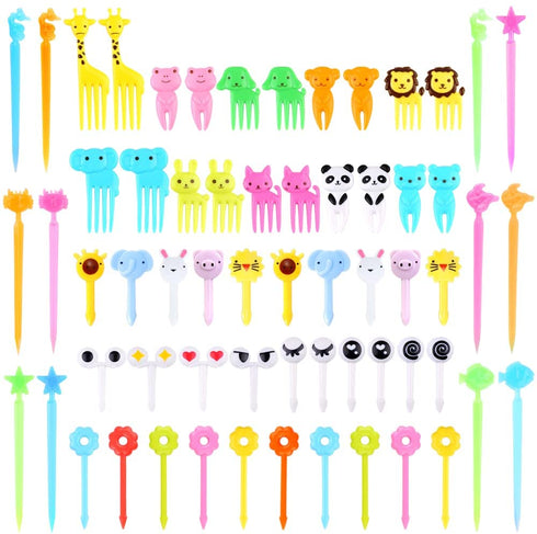 86 Pcs Animal Food Picks for Kids, Fun Bento Picks, Cute Cartoon Animal Fruit Food Toothpicks, Lunch Bento Box Picks for Toddler