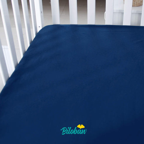 Waterproof Crib Sheets for Standard Crib Mattress, 2 Pack Navy Blue Crib Sheets, Ultra Soft Cotton Crib Mattress Sheets for Baby Boys & Baby Girls