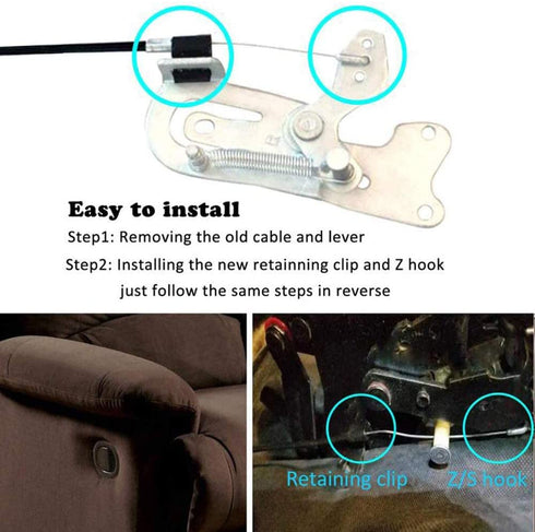 ttmagic Plastic Sofa Chair Recliner Release Pull Handle Replacement Parts with Cable, Fits Ashley and Most Recliner Sofa Brand, Exposed Cable Length 4.9", Total Length is 31"