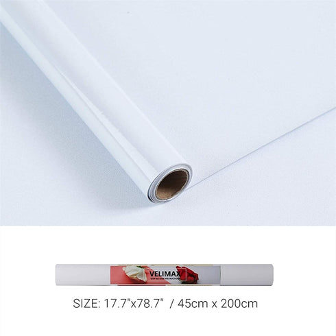 VELIMAX White Blackout Window Film, 100% Light Blocking Window Cover, Opaque Window Cling Vinyl, Privacy Film for Glass Windows, Sun Blocking Window Films Non Adhesive, 17.7in x 78.7in