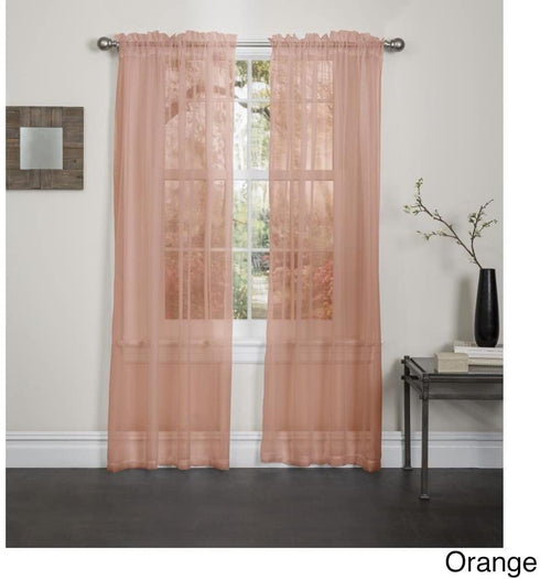 Lisa Sheer Voile Window Curtain Panel, 55" X 84", Yellow