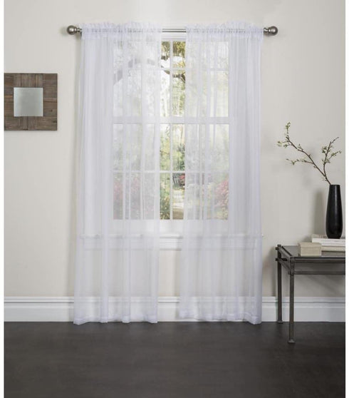 Lisa Sheer Voile Window Curtain Panel, 55" X 84", Yellow