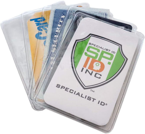 5 Pack - Premium Medicare Card Protector Sleeves - Durable 2 …œ X 3 …œ Business Card Holders - Clear Vinyl Plastic Covers for Insurance & Social Security Metro & License or Credit Cards by Specialist ID