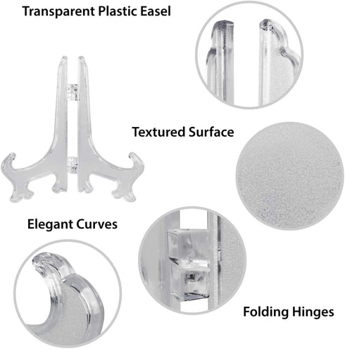 Super Z Outlet 5" Clear Plastic Easels or Stand/Plate Holders to Display Pictures or Other Items at Weddings, Home Decoration, Birthdays, Tables (24)