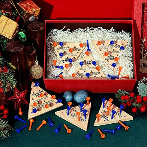 6 Packs Wooden Triangle Peg Games Triangle Wooden Board Game Family Board Game Wooden Strategy Toy Travel Games for Teens People Funny Learning Puzzles