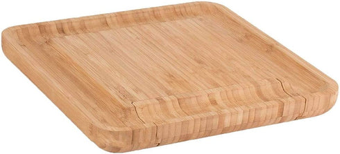 COMMERCIAL CHEF Cheese Board Premium Bamboo Kitchen Cutting Board Wood Set Charcuterie Platter Serving Tray, 4 Stainless Steel Knife and Server Set, Large