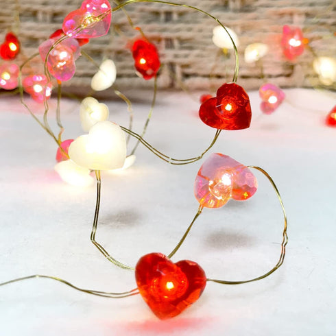 MIYA LIFE Valentine's Day Heart Lights 10 ft 40 LED Copper Wire String Lights for Wedding Birthday Festival D©cor