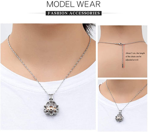 Imrsanl Cremation Jewelry for Ashes - Lotus Flower Ashes Pendant Necklace with Mini Keepsake Urn Memorial Ash Jewelry