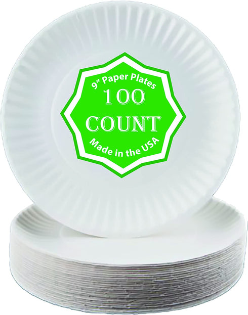 Perfect Stix Paper Plate 9-100 Paper Plates, 9", White (Pack of 100)