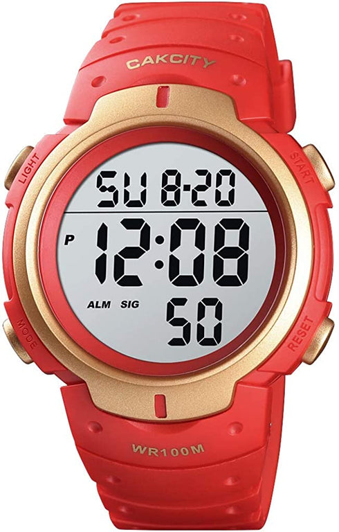 CakCity Mens Digital Sport Military Watches for Men Waterproof 100M with Alarm Stopwatch LED Large Display