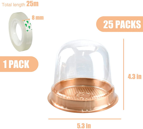 Clear Plastic Cupcake Container,25 PC Diameter 5.3 in Height 4.2 in Muffin Pod Dome Disposable Individual Cupcake Box Plastic Single Cupcake Holders With Lid for Wedding Birthday Christmas Halloween