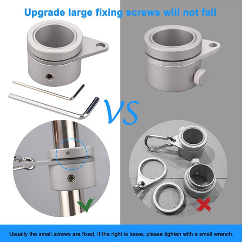 BonyTek 2 Pack Aluminum Alloy Flag Pole Rings, 360 Degree Rotating Flagpole Flag Mounting Rings Spinning Flag Pole Kit with Carabiner for 0.75-1.00 Inch Diameter Flagpole (Φ 1 inch, Silver)