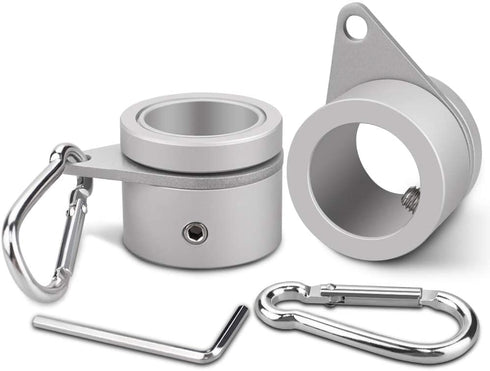 BonyTek 2 Pack Aluminum Alloy Flag Pole Rings, 360 Degree Rotating Flagpole Flag Mounting Rings Spinning Flag Pole Kit with Carabiner for 0.75-1.00 Inch Diameter Flagpole (Φ 1 inch, Silver)