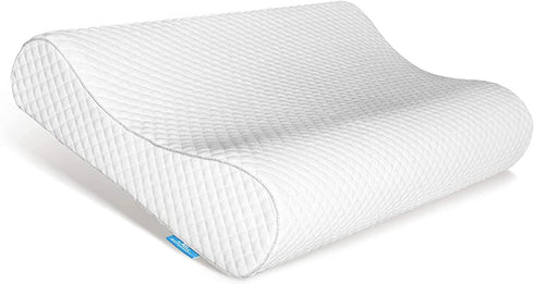 AM AEROMAX Contour Memory Foam Pillow, Neck Orthopedic Sleeping Pillows, Cervical Pillow for Neck Pain Relief with Washable Pillowcase for Side, Back and Stomach Sleepers.(Soft & White)