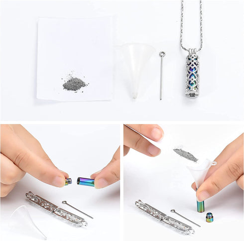 Imrsanl Cremation Urn Pendant Necklace with Hollow Cylinder Vial Keepsake Urn Cremation Jewelry Memorial Lockets for Ashes for Women Men